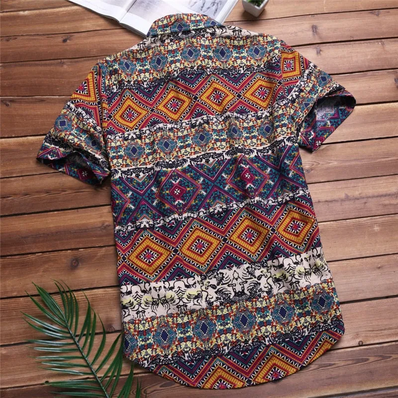 Men's Summer Casual Short Sleeve Printed Shirt | Plus Size