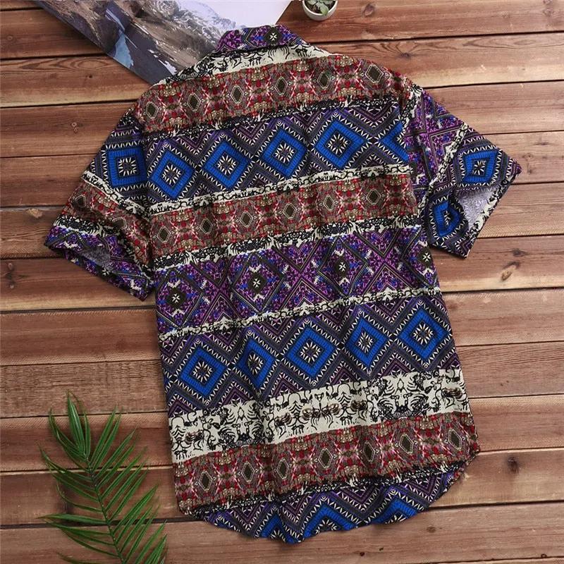 Men's Summer Casual Short Sleeve Printed Shirt | Plus Size