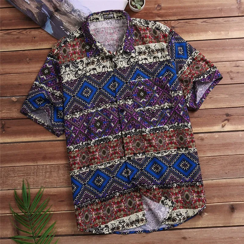 Men's Summer Casual Short Sleeve Printed Shirt | Plus Size