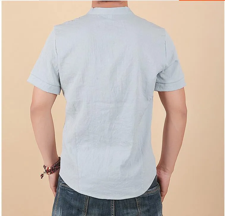 Men's Summer Linen Slim Fit Short-Sleeved Shirt
