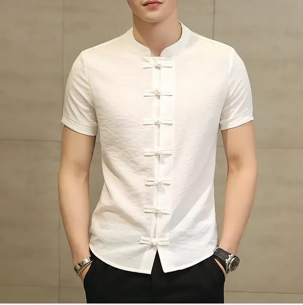 Men's Summer Linen Slim Fit Short-Sleeved Shirt