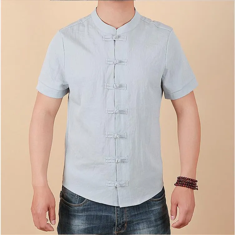 Men's Summer Linen Slim Fit Short-Sleeved Shirt