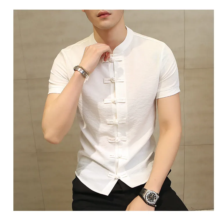 Men's Summer Linen Slim Fit Short-Sleeved Shirt