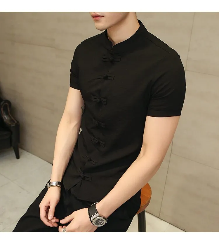 Men's Summer Linen Slim Fit Short-Sleeved Shirt