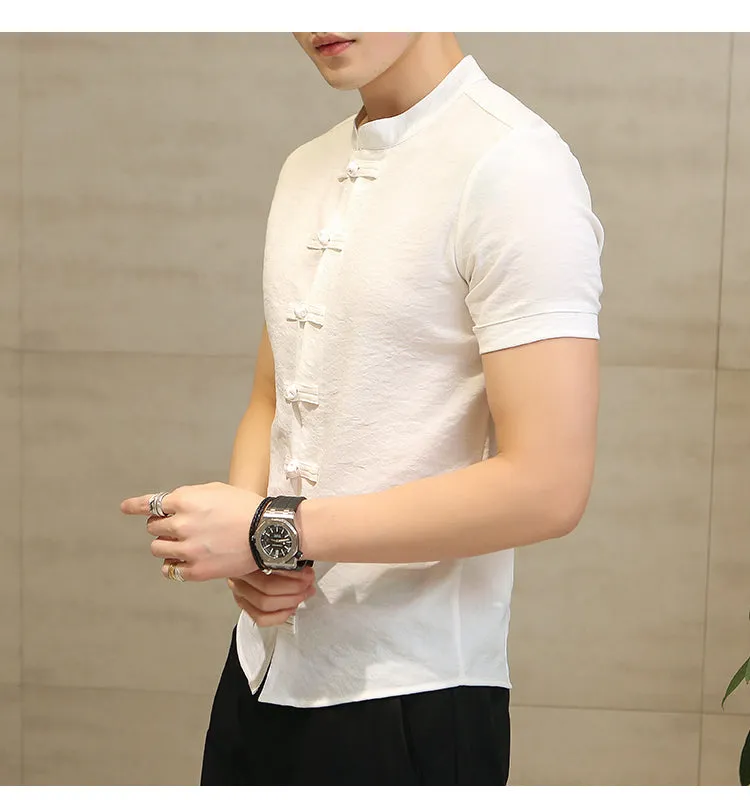 Men's Summer Linen Slim Fit Short-Sleeved Shirt
