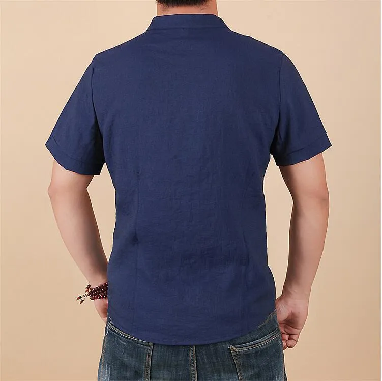 Men's Summer Linen Slim Fit Short-Sleeved Shirt