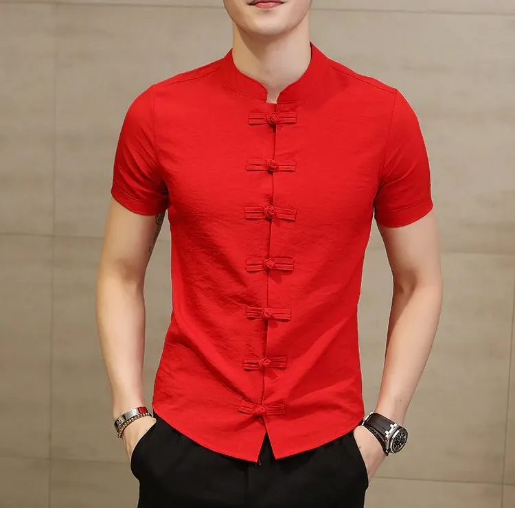 Men's Summer Linen Slim Fit Short-Sleeved Shirt