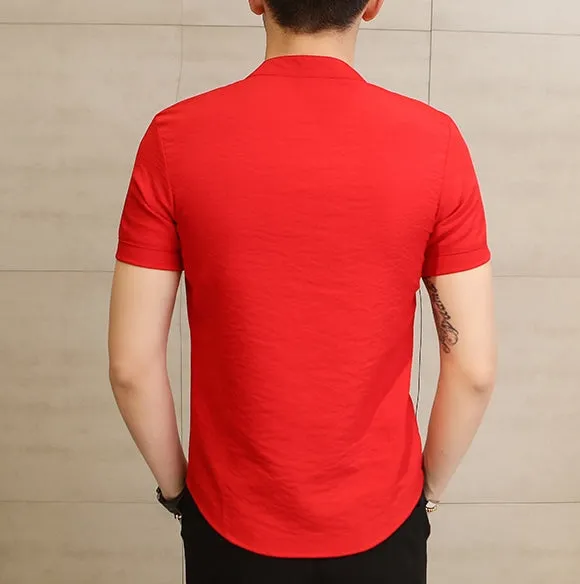 Men's Summer Linen Slim Fit Short-Sleeved Shirt