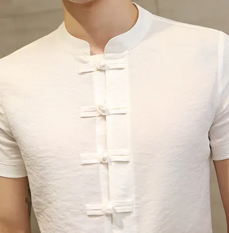 Men's Summer Linen Slim Fit Short-Sleeved Shirt