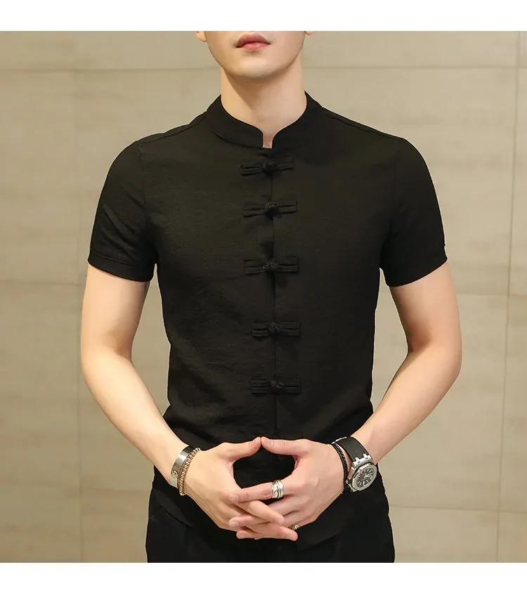 Men's Summer Linen Slim Fit Short-Sleeved Shirt