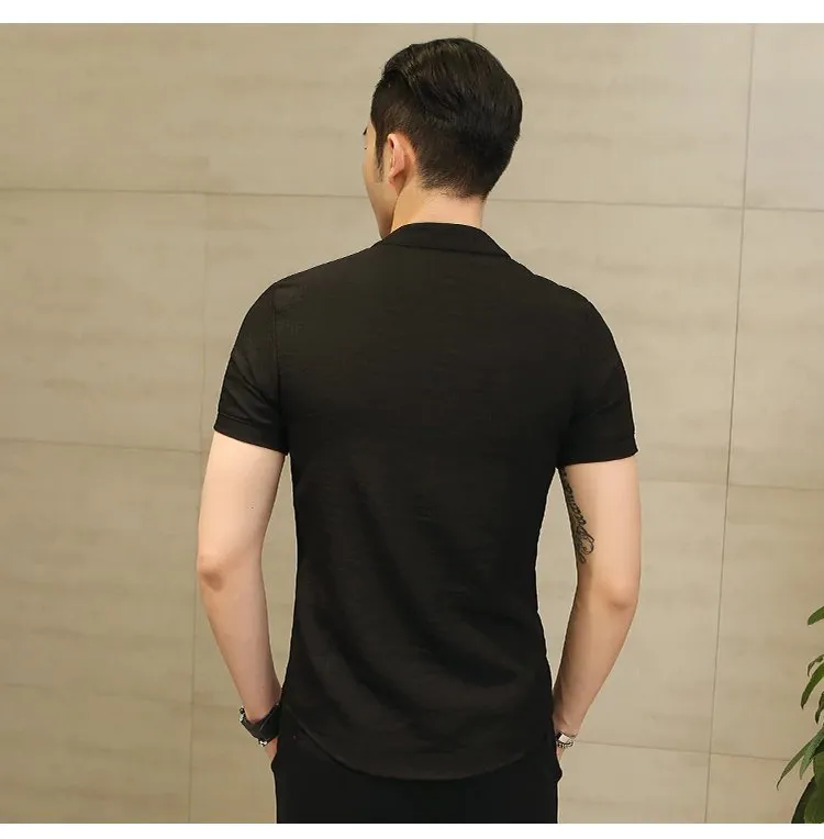 Men's Summer Linen Slim Fit Short-Sleeved Shirt