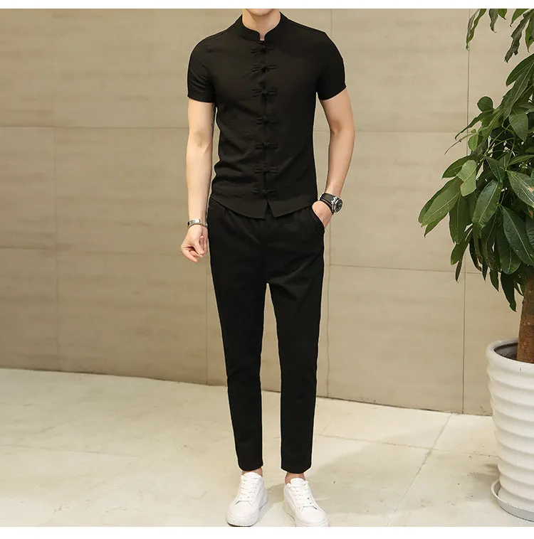 Men's Summer Linen Slim Fit Short-Sleeved Shirt
