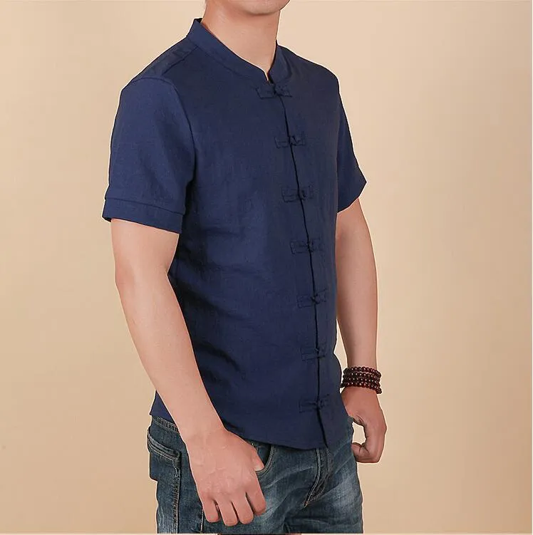 Men's Summer Linen Slim Fit Short-Sleeved Shirt