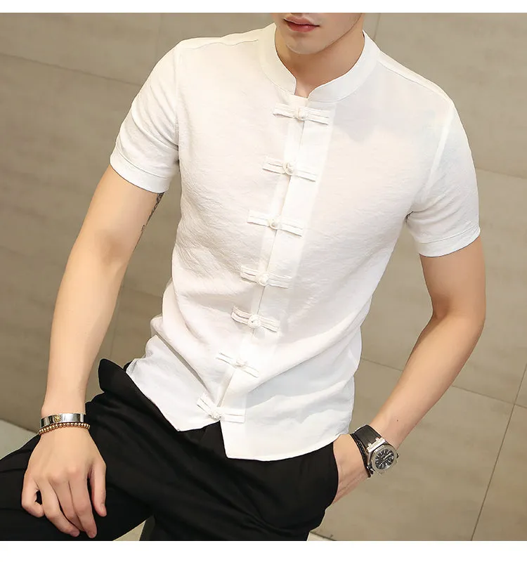 Men's Summer Linen Slim Fit Short-Sleeved Shirt