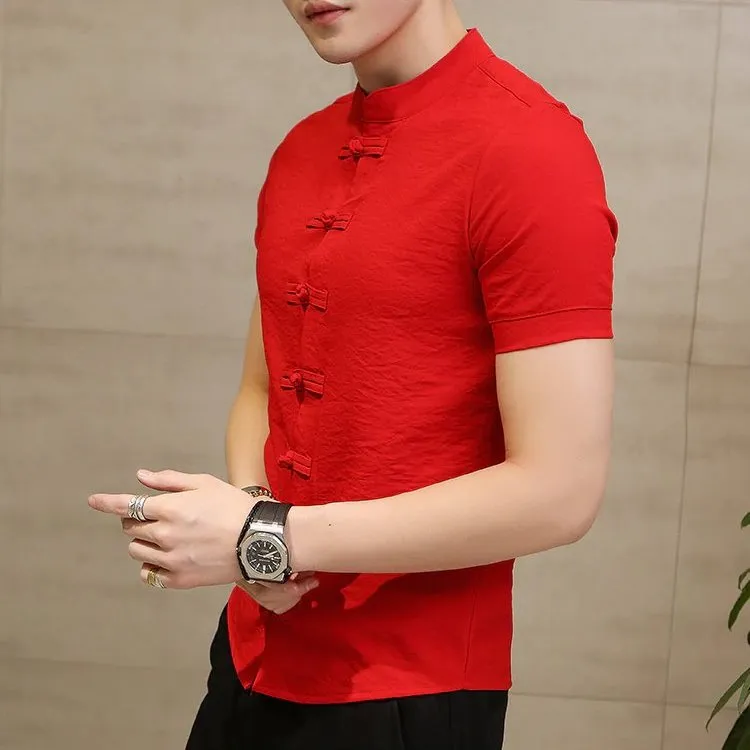 Men's Summer Linen Slim Fit Short-Sleeved Shirt