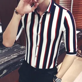 Men's Summer Short Sleeved Shirt With Stripes
