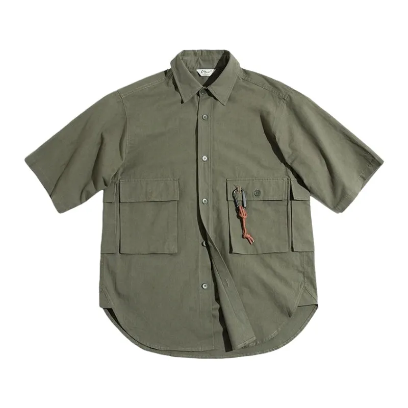 Multi pocket carabiner camping shirt