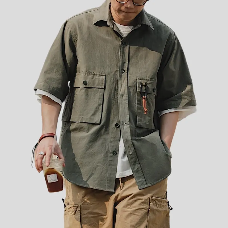 Multi pocket carabiner camping shirt