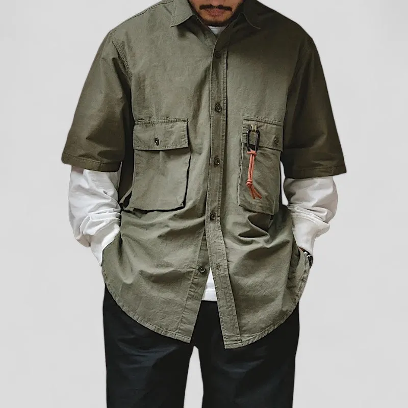 Multi pocket carabiner camping shirt