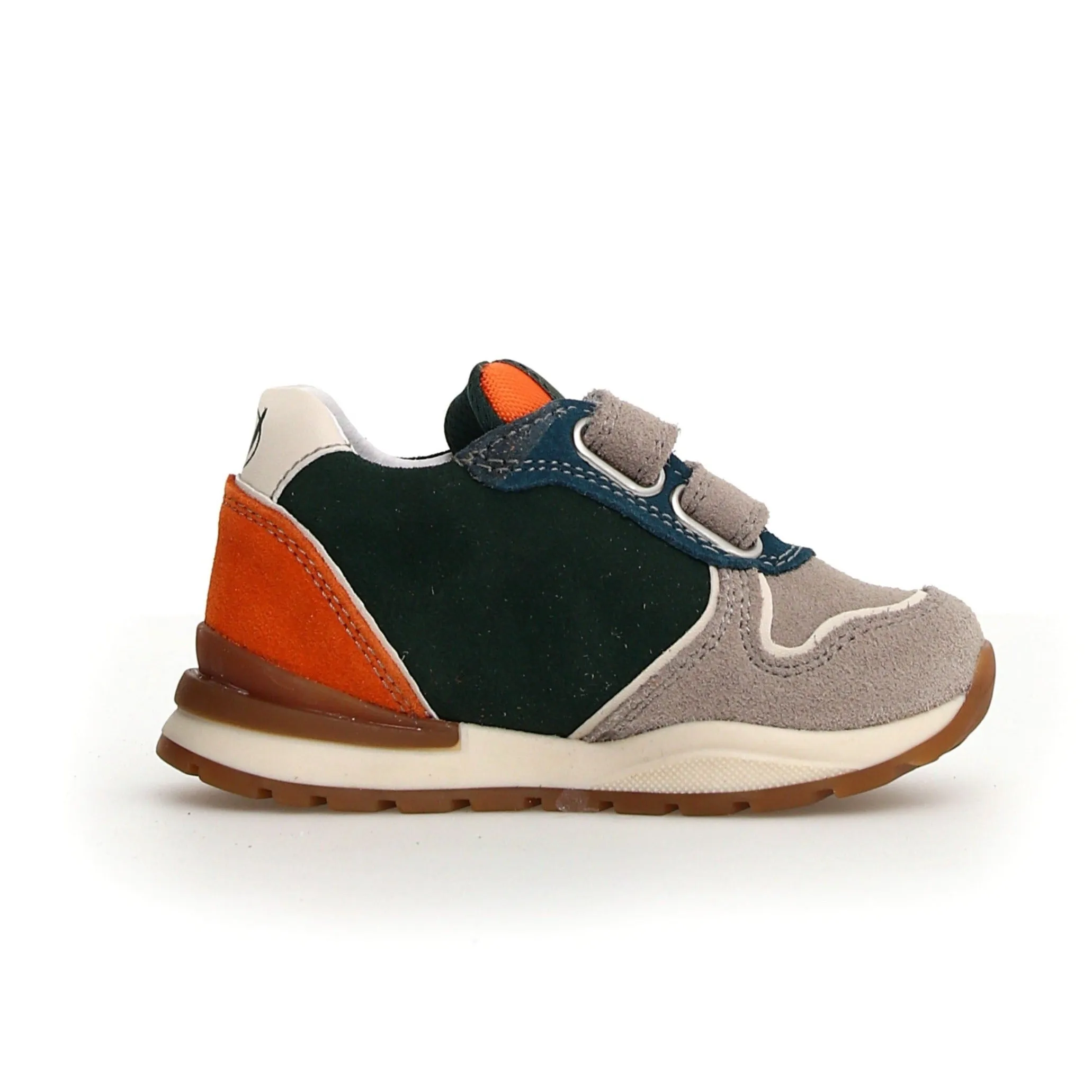 Naturino Roy VL | Suede Taupe/Green Toddler Sneakers