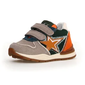 Naturino Roy VL | Suede Taupe/Green Toddler Sneakers