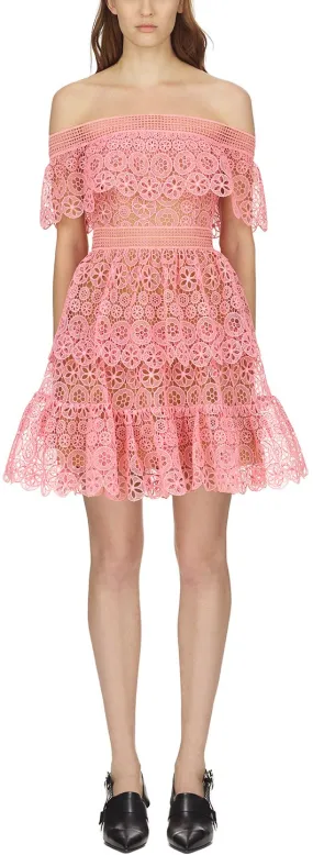 Off Shoulder Circle Floral Lace Dress