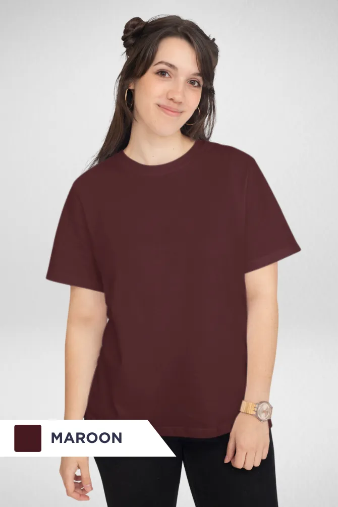 Pack Of 3 Plain T-shirts Black Maroon and Red for Women