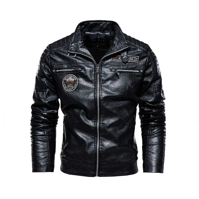 PU Leather Casual Windbreaker Jacket
