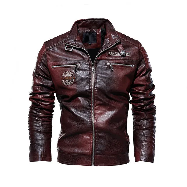 PU Leather Casual Windbreaker Jacket