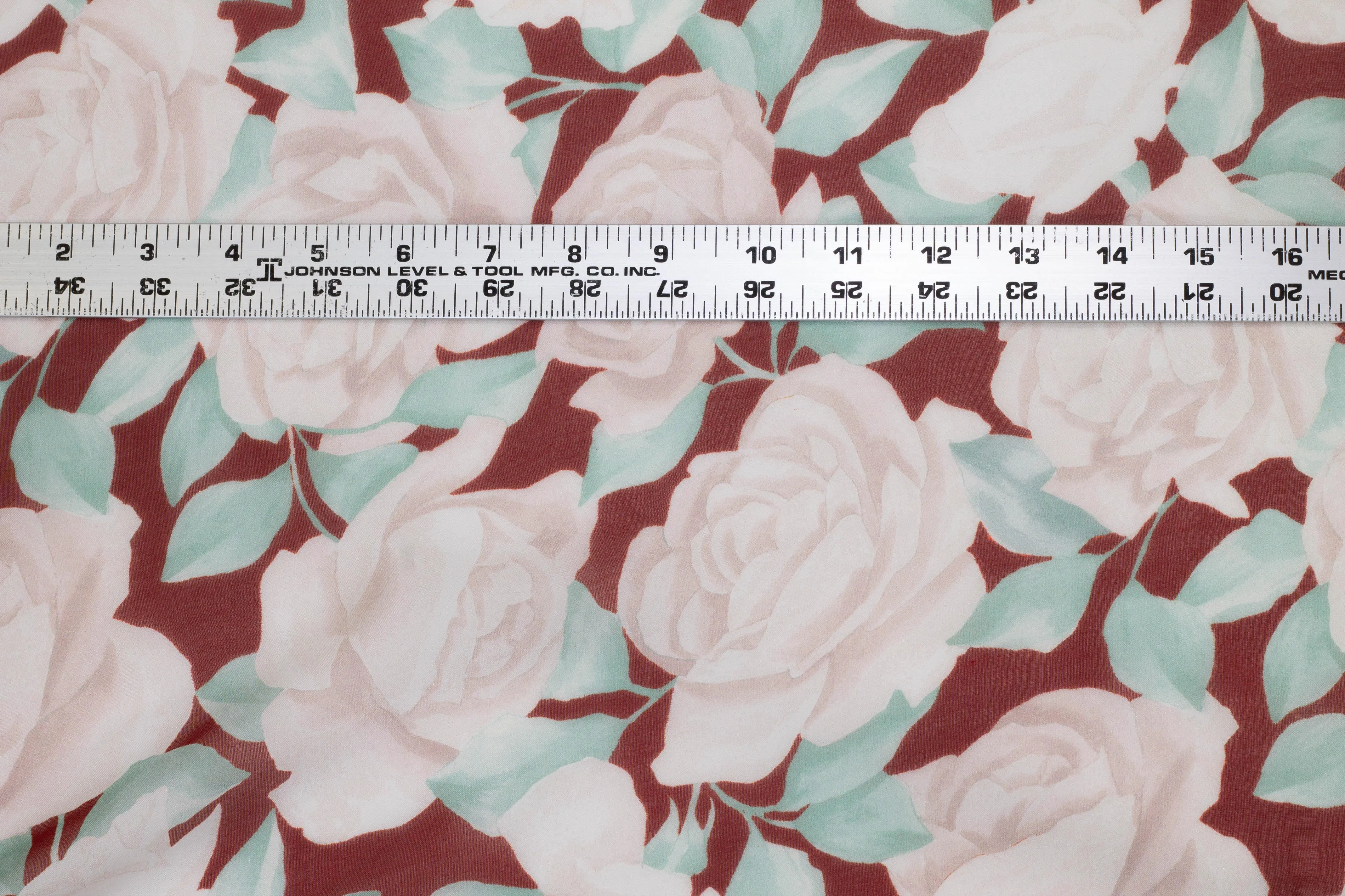 Red and Turquoise Floral Silk Chiffon