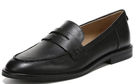 Sam Edelman Beatrice Black Leather Career Slip On Flat Penny Dress Loafers