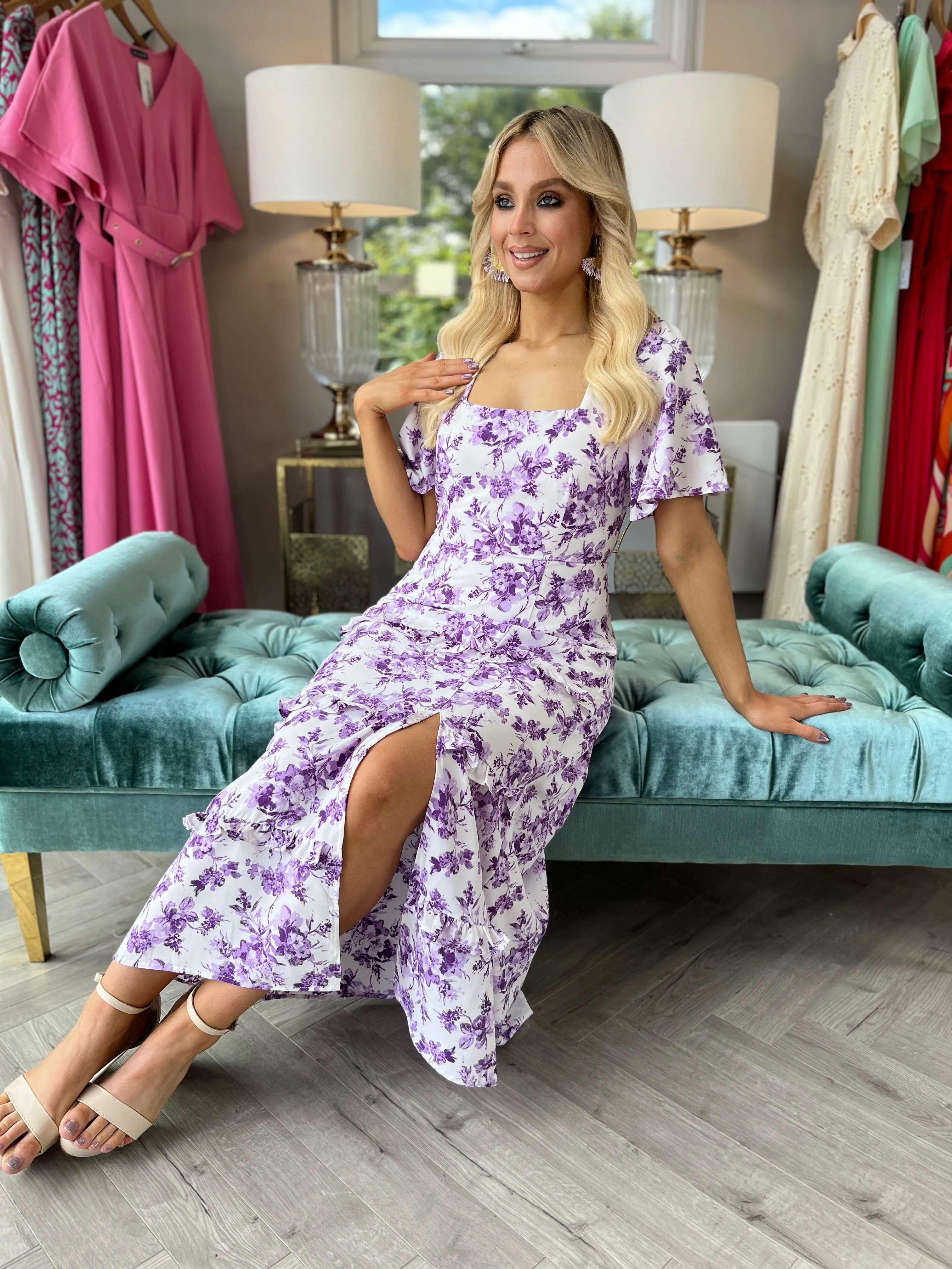 Sicily Purple Floral Dress