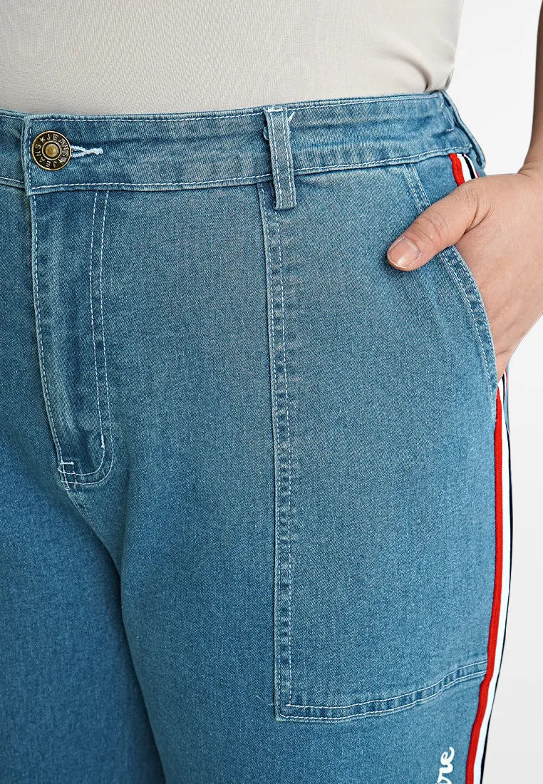 Siya Varsity Sporty Stripe Denim Jeans