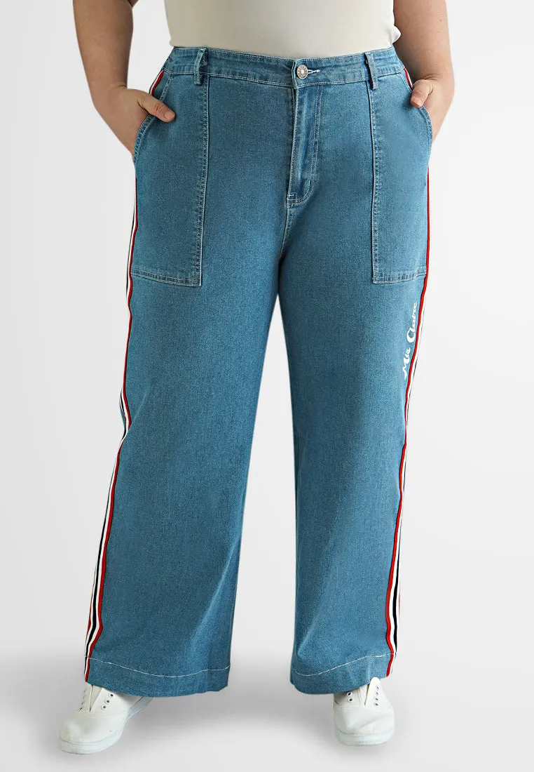 Siya Varsity Sporty Stripe Denim Jeans