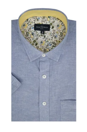 Swansea Linen Blend Short Sleeve Shirt in Colorado Blue