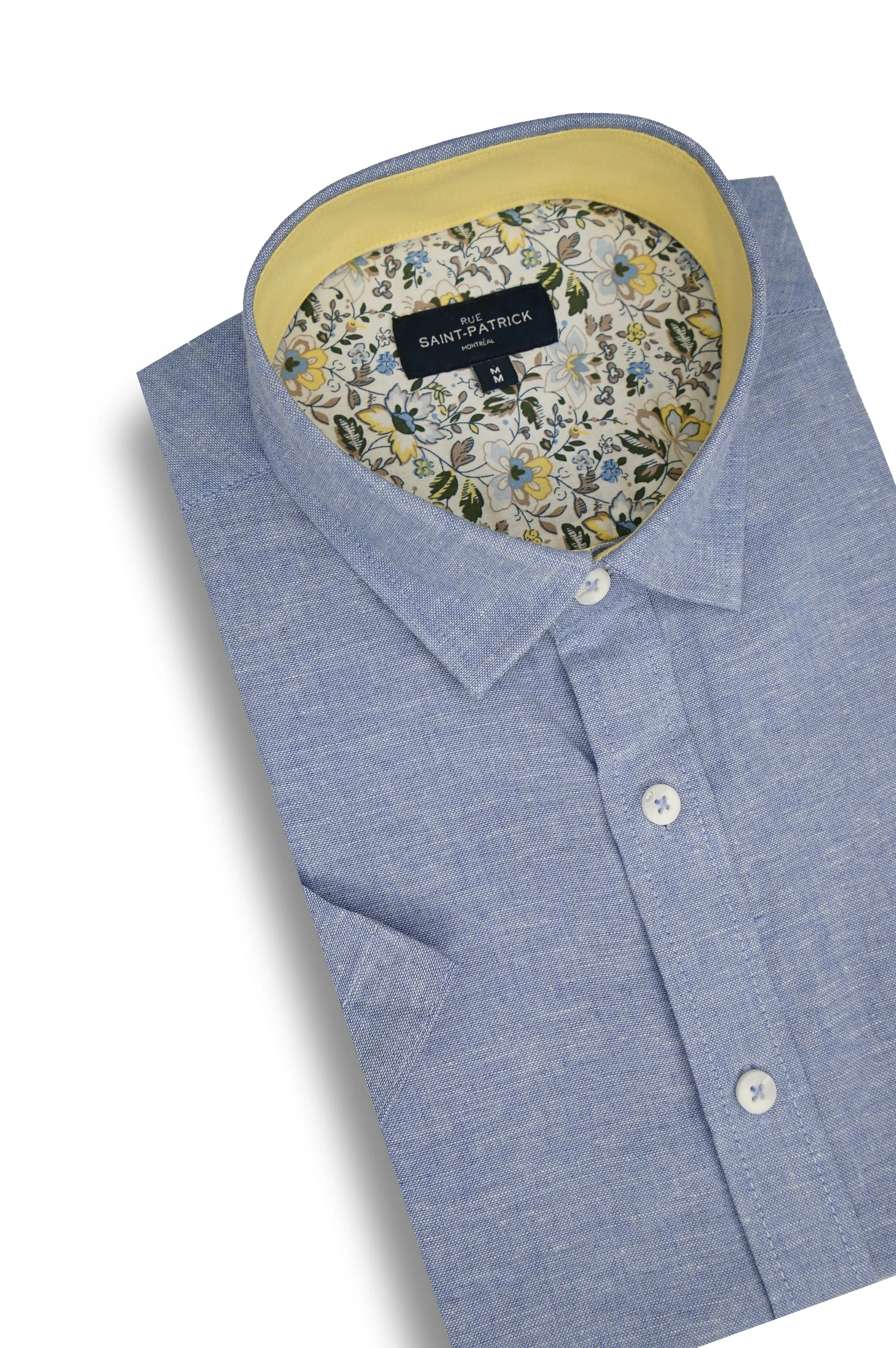 Swansea Linen Blend Short Sleeve Shirt in Colorado Blue