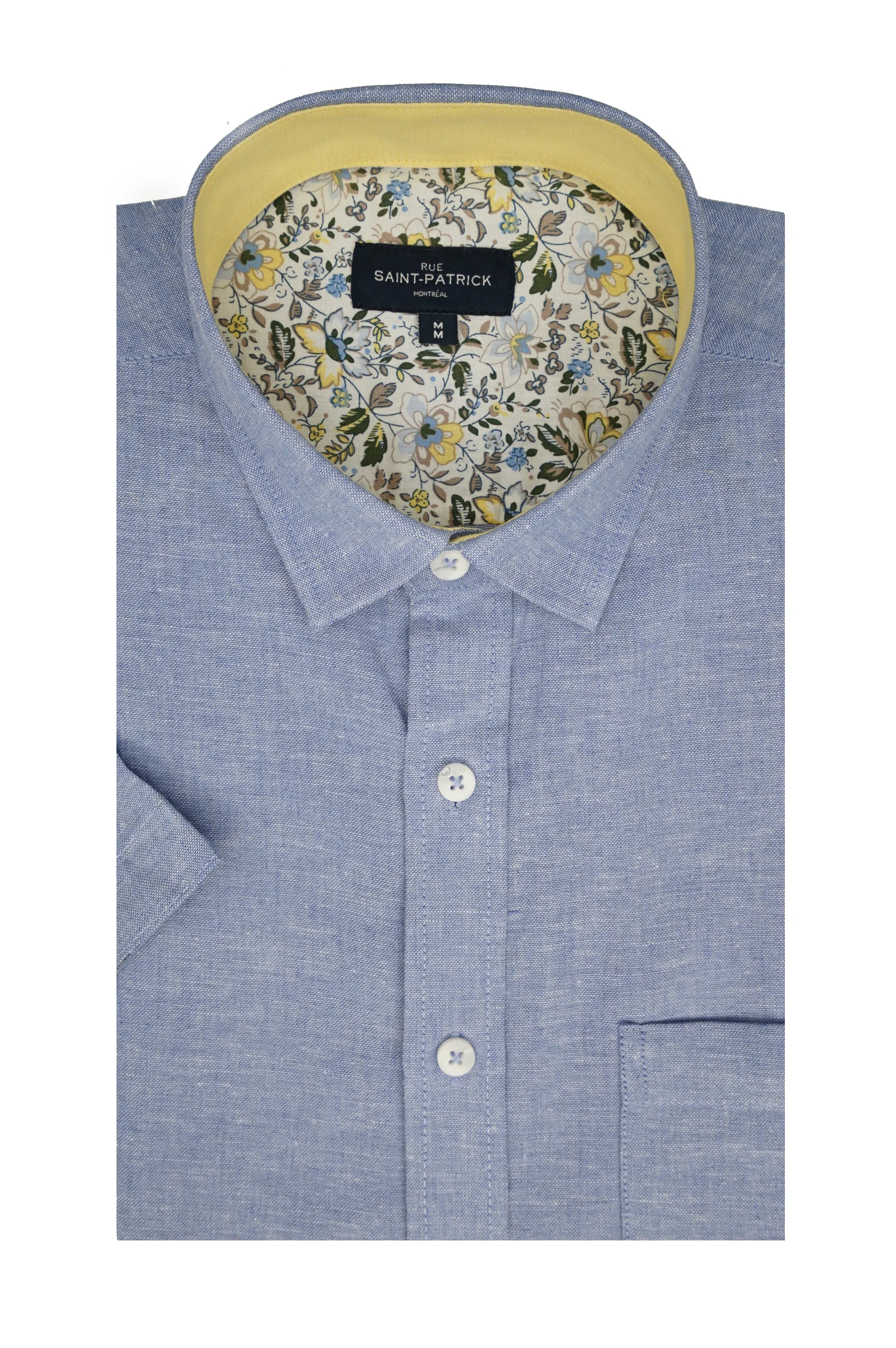 Swansea Linen Blend Short Sleeve Shirt in Colorado Blue