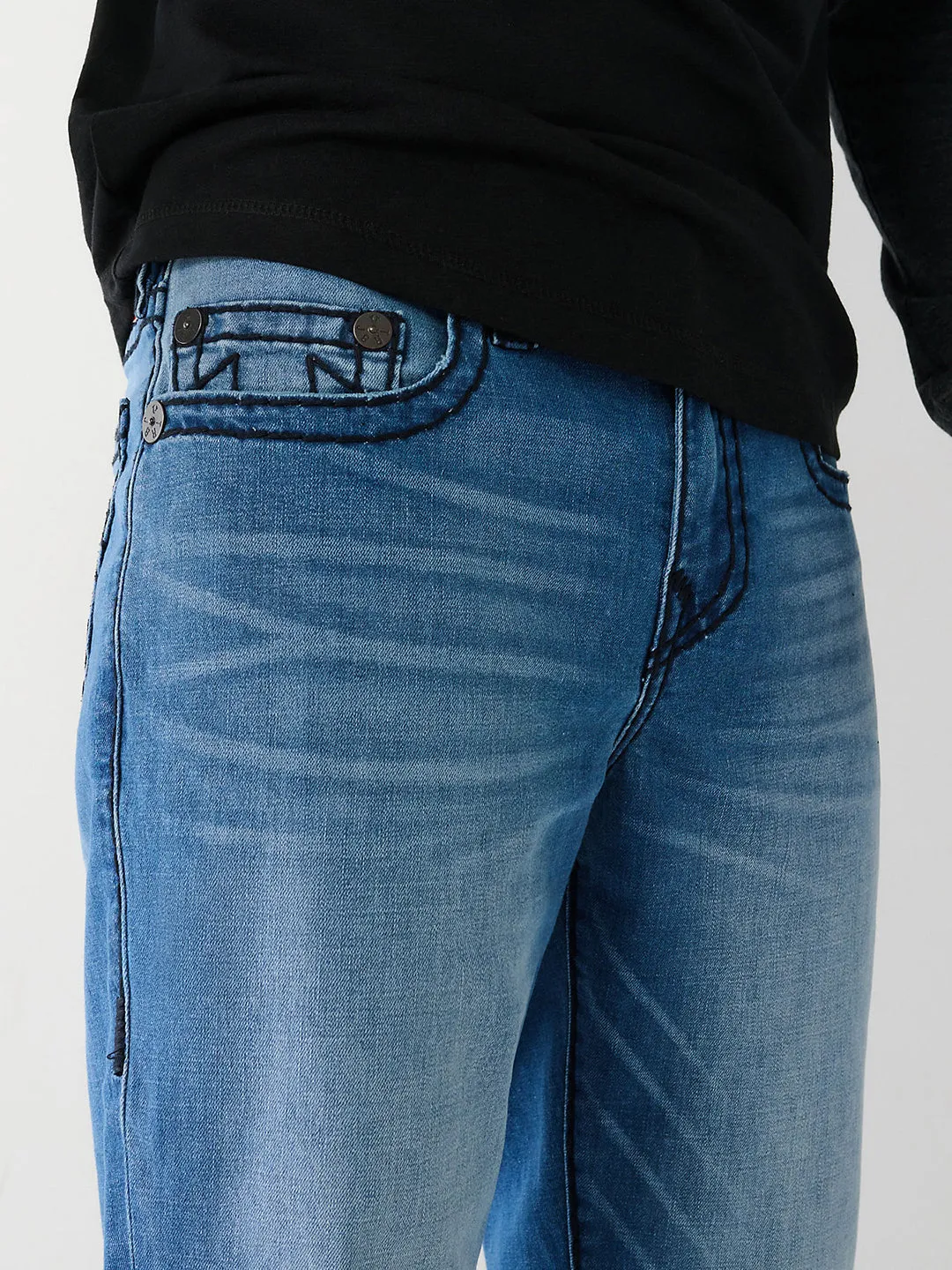 True Religion Mens Super T Geno Skinny Fit Blue Mid Rise Jeans