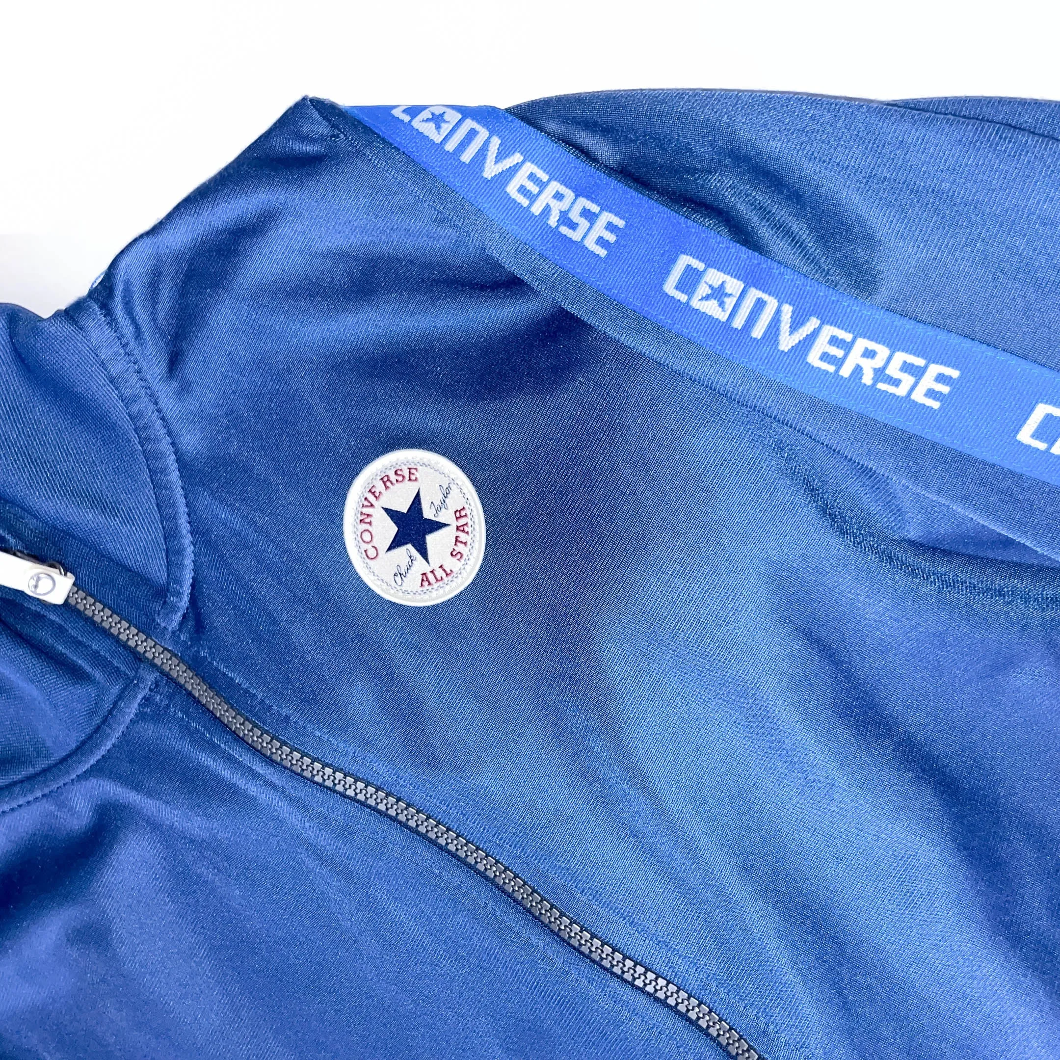 Vintage Blue Converse small full zip high neck windbreaker jacket