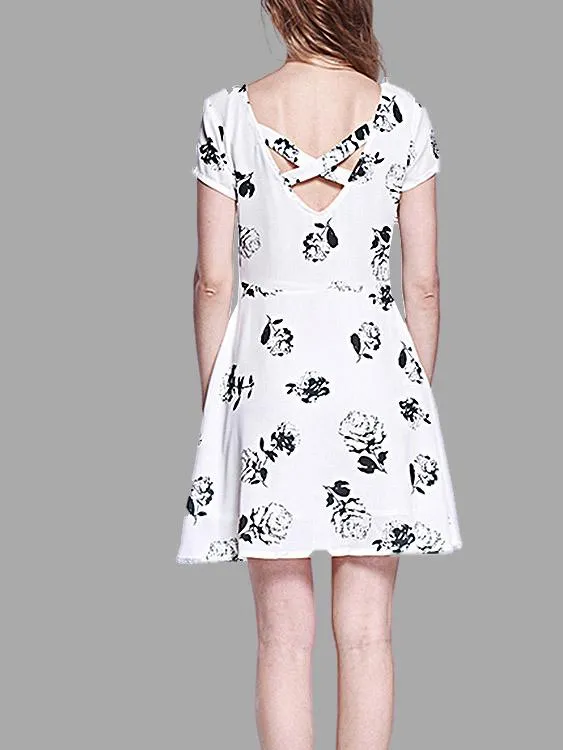 Wholesale Round Neck Floral Print Dresses