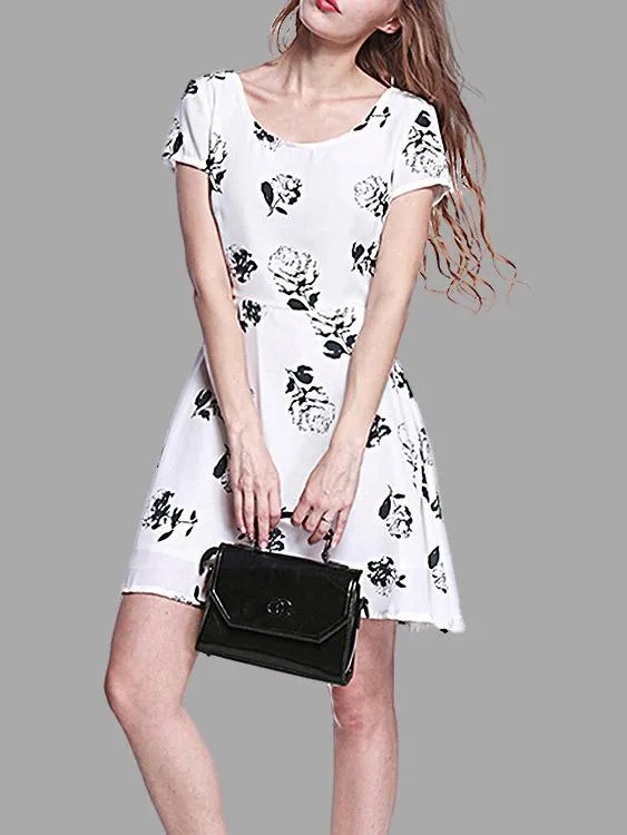 Wholesale Round Neck Floral Print Dresses