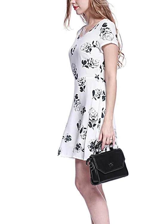 Wholesale Round Neck Floral Print Dresses